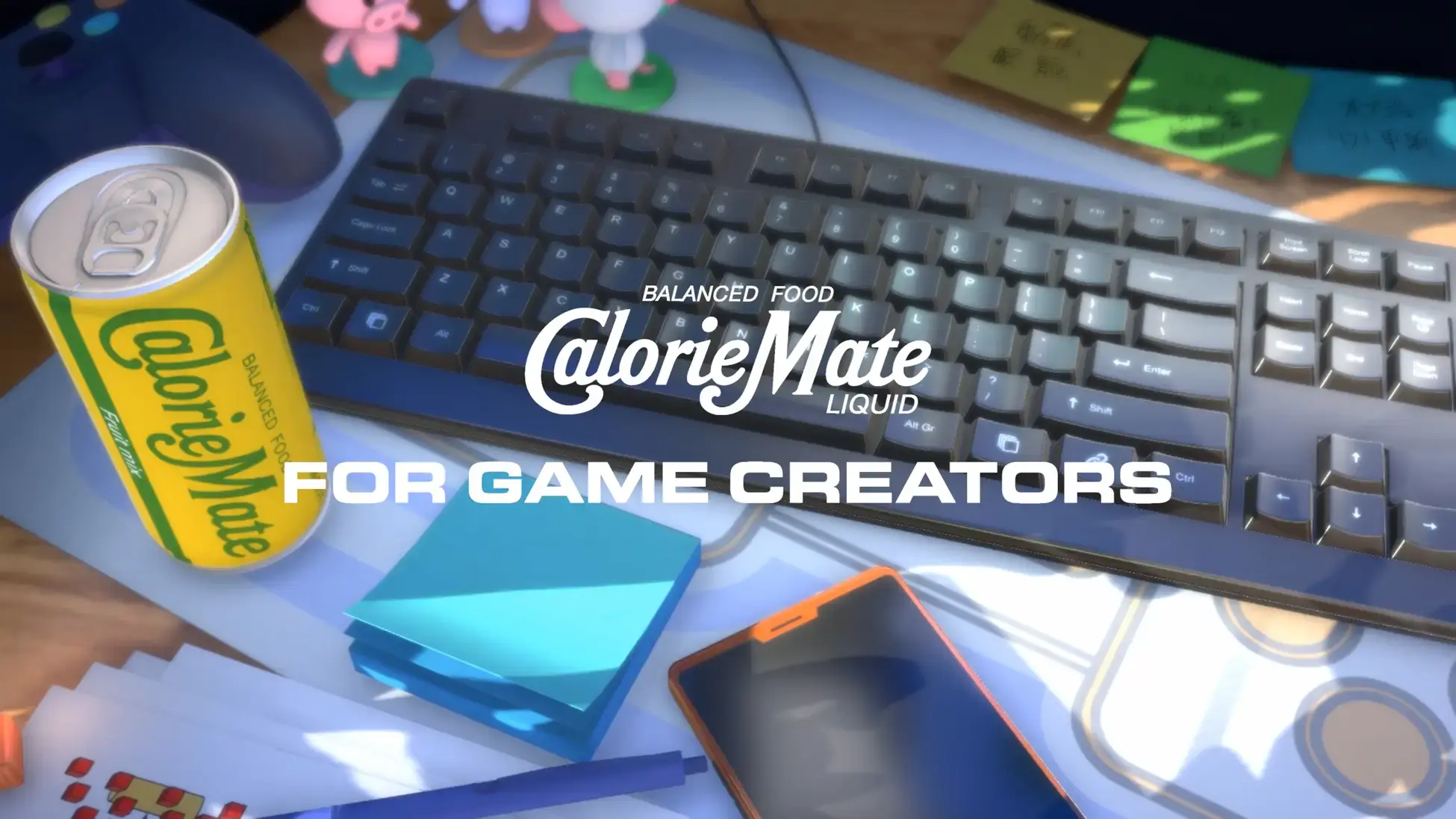 カロリーメイトがゲームに!?“ゲームクリエイターあるある”が満載の3Dアクションアドベンチャーゲームで、ゲームクリエイターに栄養を届けよう!